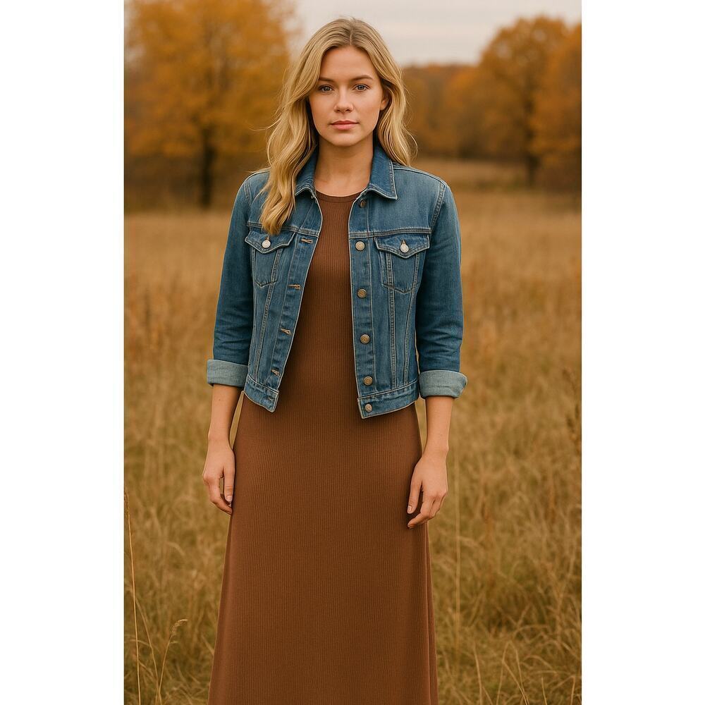 Gilli Isobel short sleeve ribbed fitted maxi brown short sleeve Size Medium fall